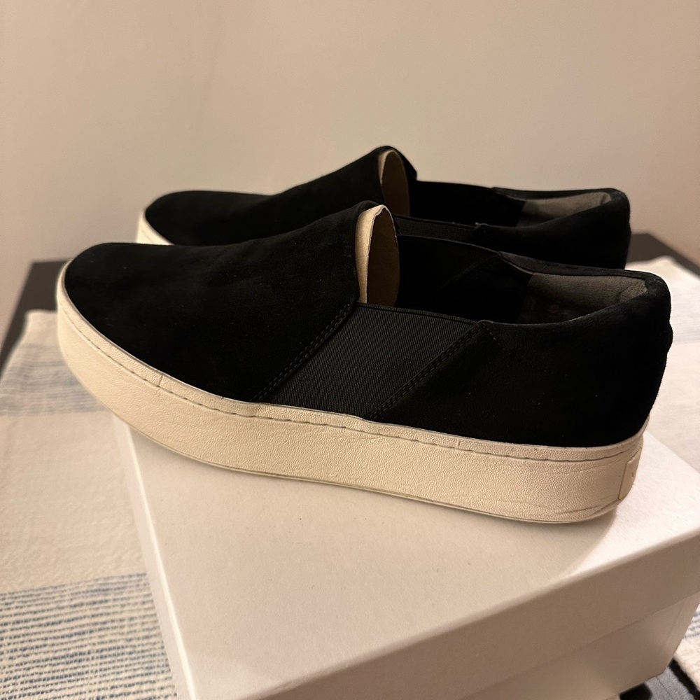 Vince Warren Slip-On Shoes, Black, Suede, Size 7.5